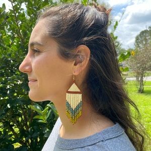 Handmade Seed Bead Earrings - Earth Fringe